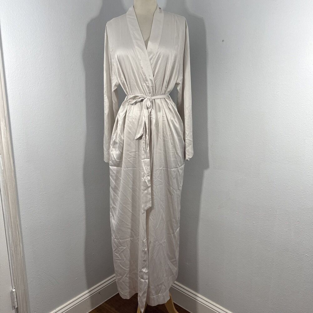 Victorias Sectret Robe Womens XS Cream Satin Wrap Kimono
